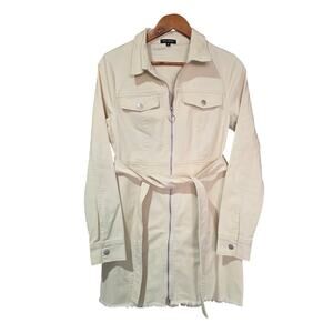 William B Zip-Up Denim Jacket Ivory Size M